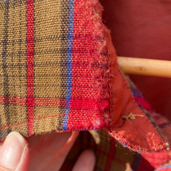 Vintage Red Ochre Plaid Shirt Flannel Lumberjack Work Shirt John Blair - Picture 14 of 14